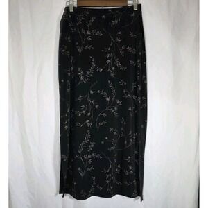 Dark Academia Black Midi Skirt Silver Vine Glitter Gothic Witchy Y2K Whimsygoth